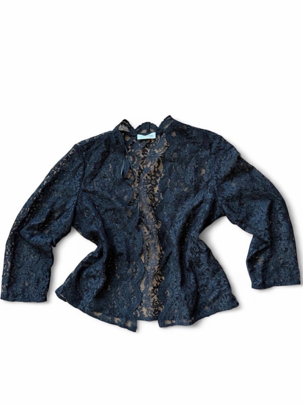 Elegant Black Lace Open-Front Women's Top